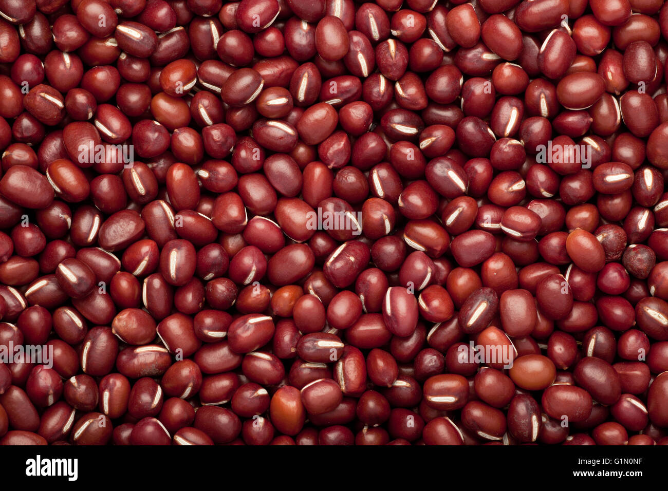 Primo piano di un sacco di fagioli Adzuki Foto Stock