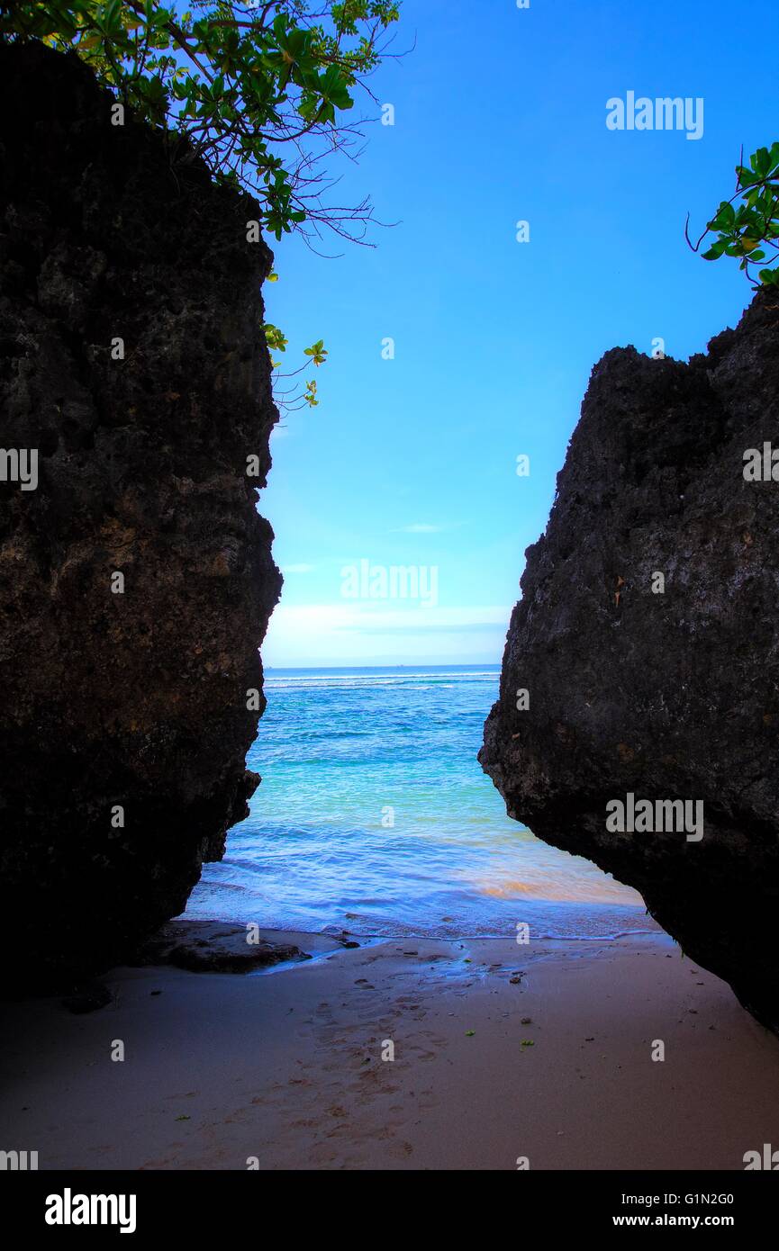 Paradise Beach vista in Bali, Indonesia Foto Stock
