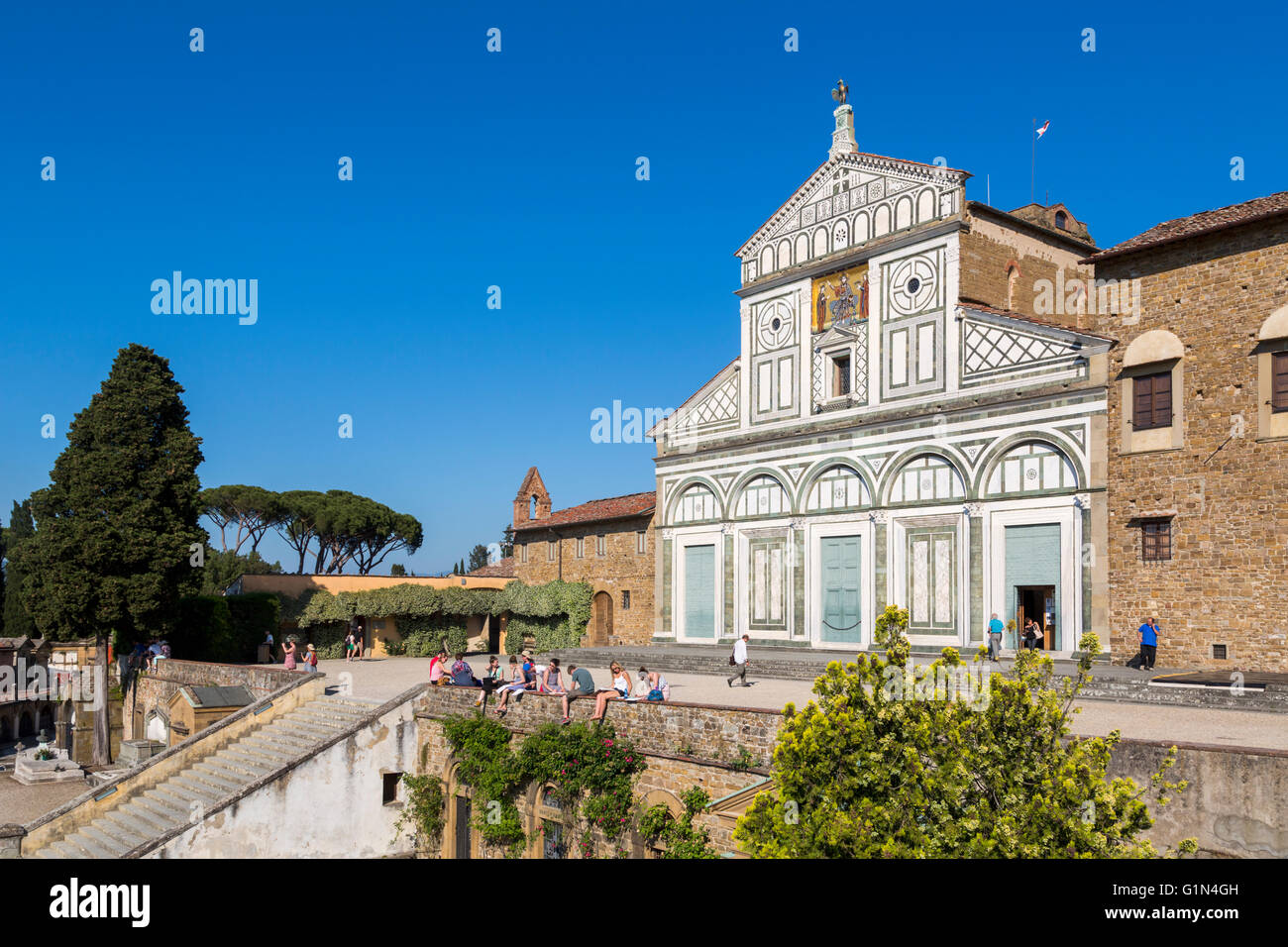 Firenze, Provincia di Firenze, Toscana, Italia. San Miniato al Monte. Esterno. Foto Stock