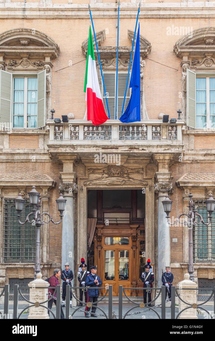 Roma, Italia. Ingresso al Palazzo Madama. Il Palazzo è sede del Senato della Repubblica Italiana. Foto Stock