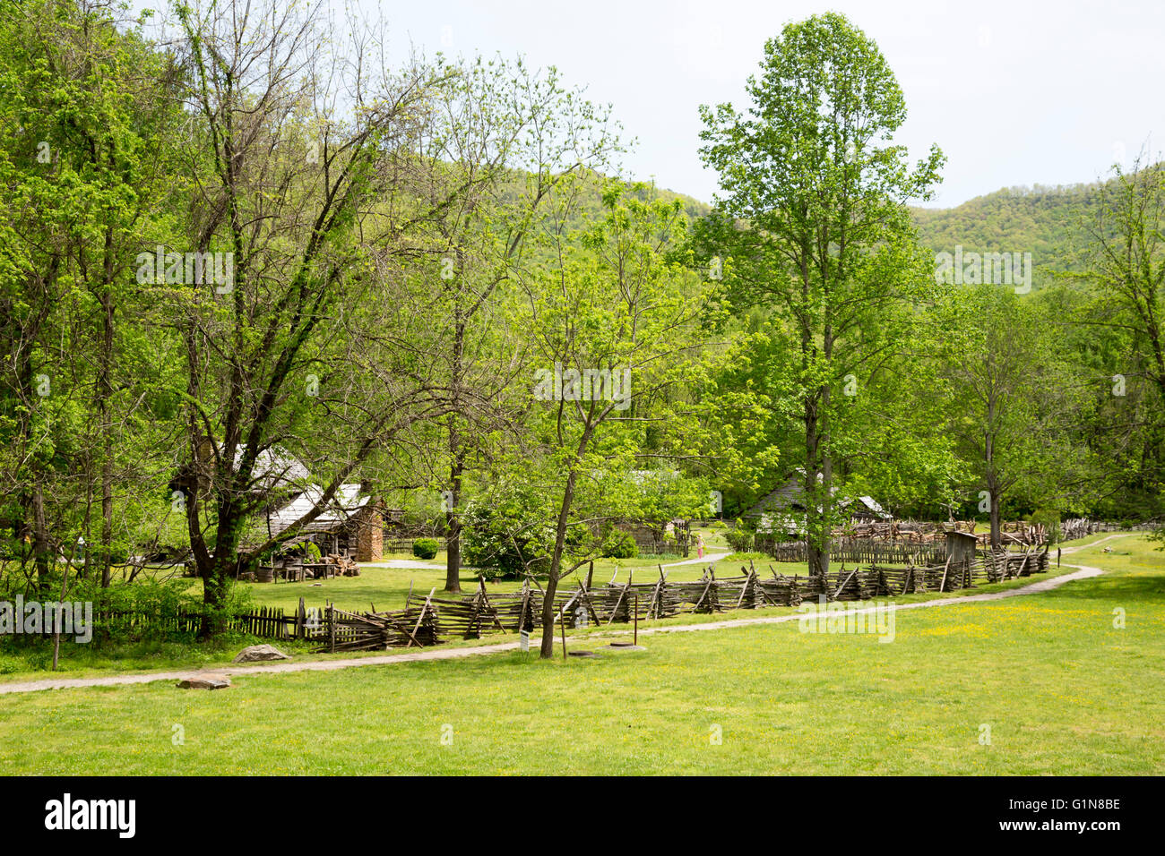 Parco Nazionale di Great Smoky Mountains, North Carolina - Il maso di montagna museo. Foto Stock