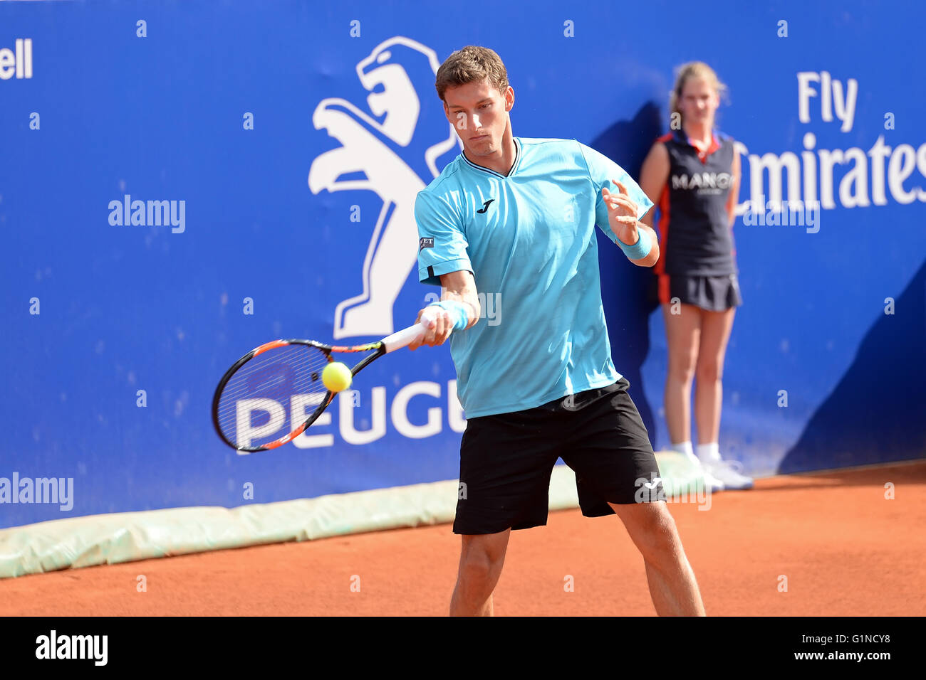 Barcellona - Apr 20: Pablo Carreno Busta (spagnolo giocatore di tennis) svolge in ATP Barcellona. Foto Stock