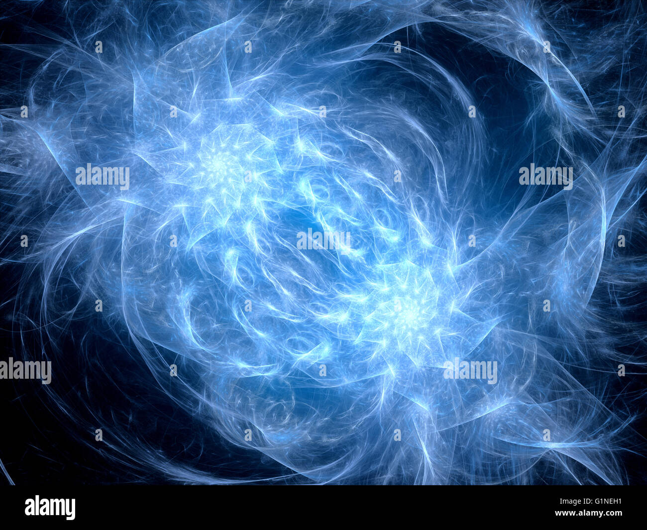 Blu brillante spirali di plasma nello spazio, generato dal computer sfondo astratto Foto Stock