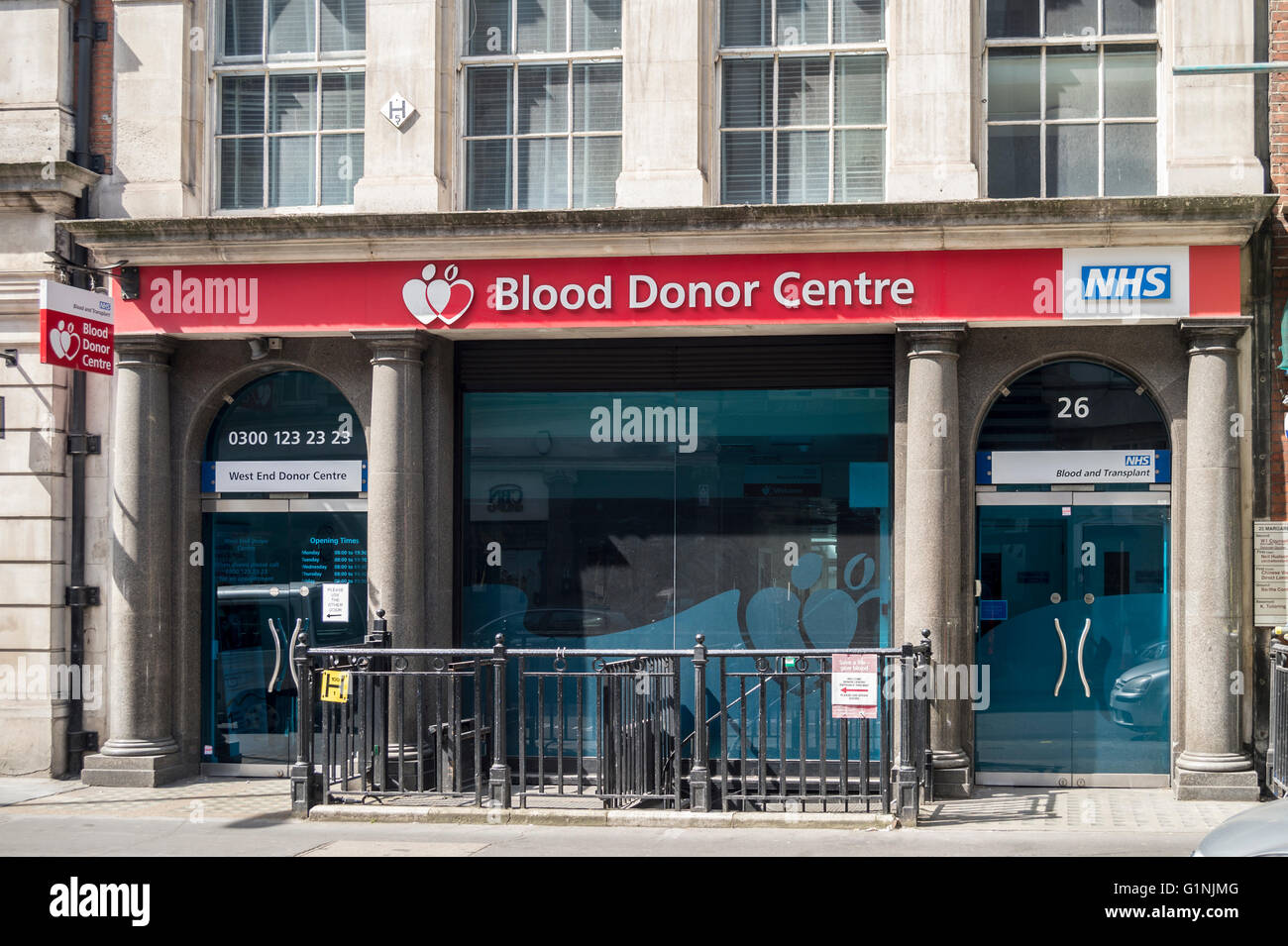 NHS di donatori di sangue in centro Londra centrale Foto Stock