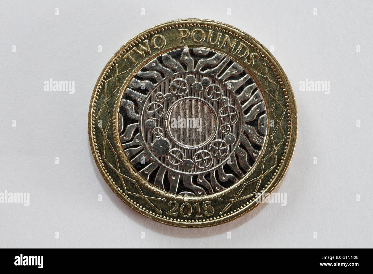 British due (2) pound coin del 2015 Foto Stock