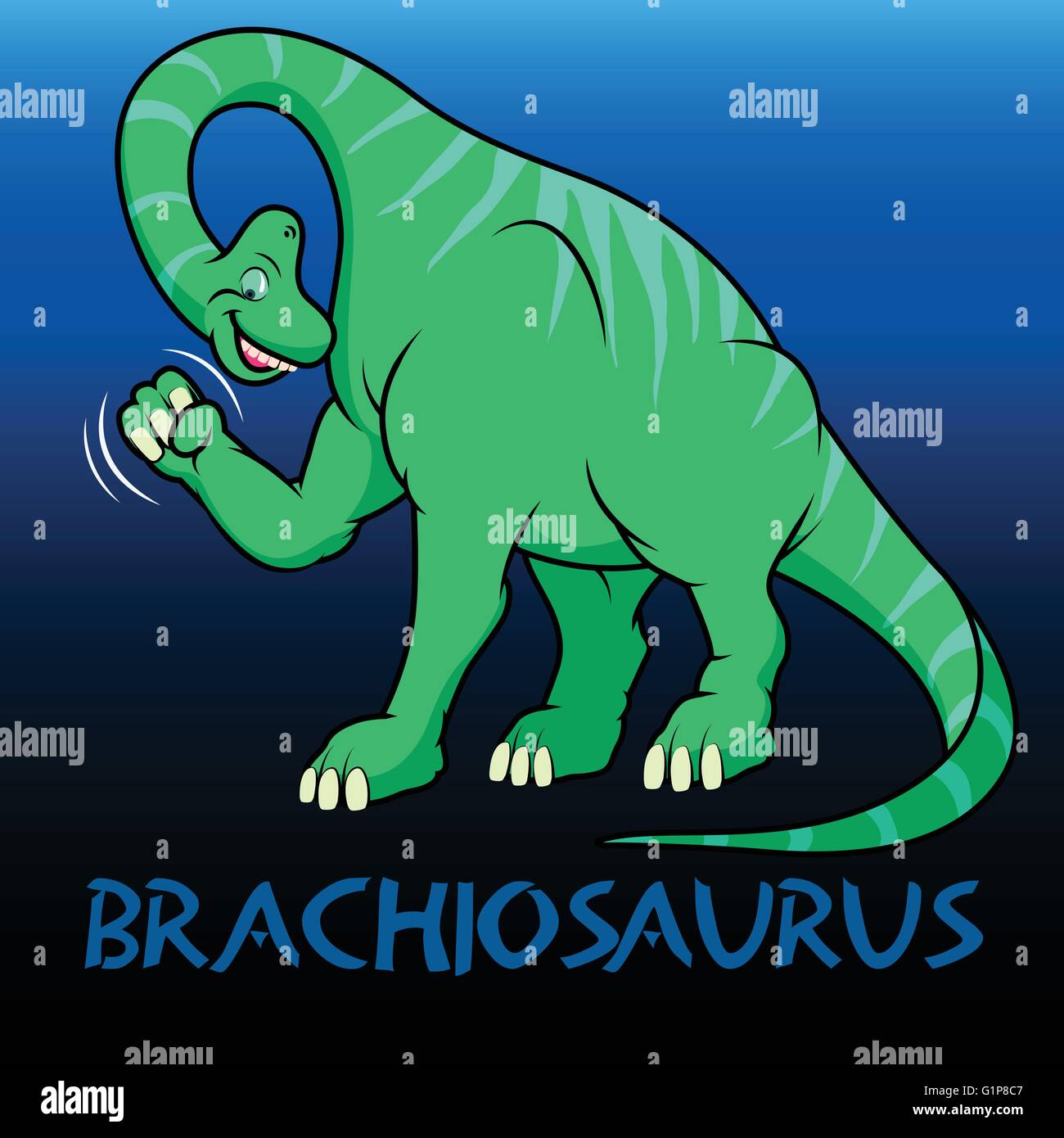 Brachiosaurus carino charcater dinosauri . Illustrazione Vettoriale