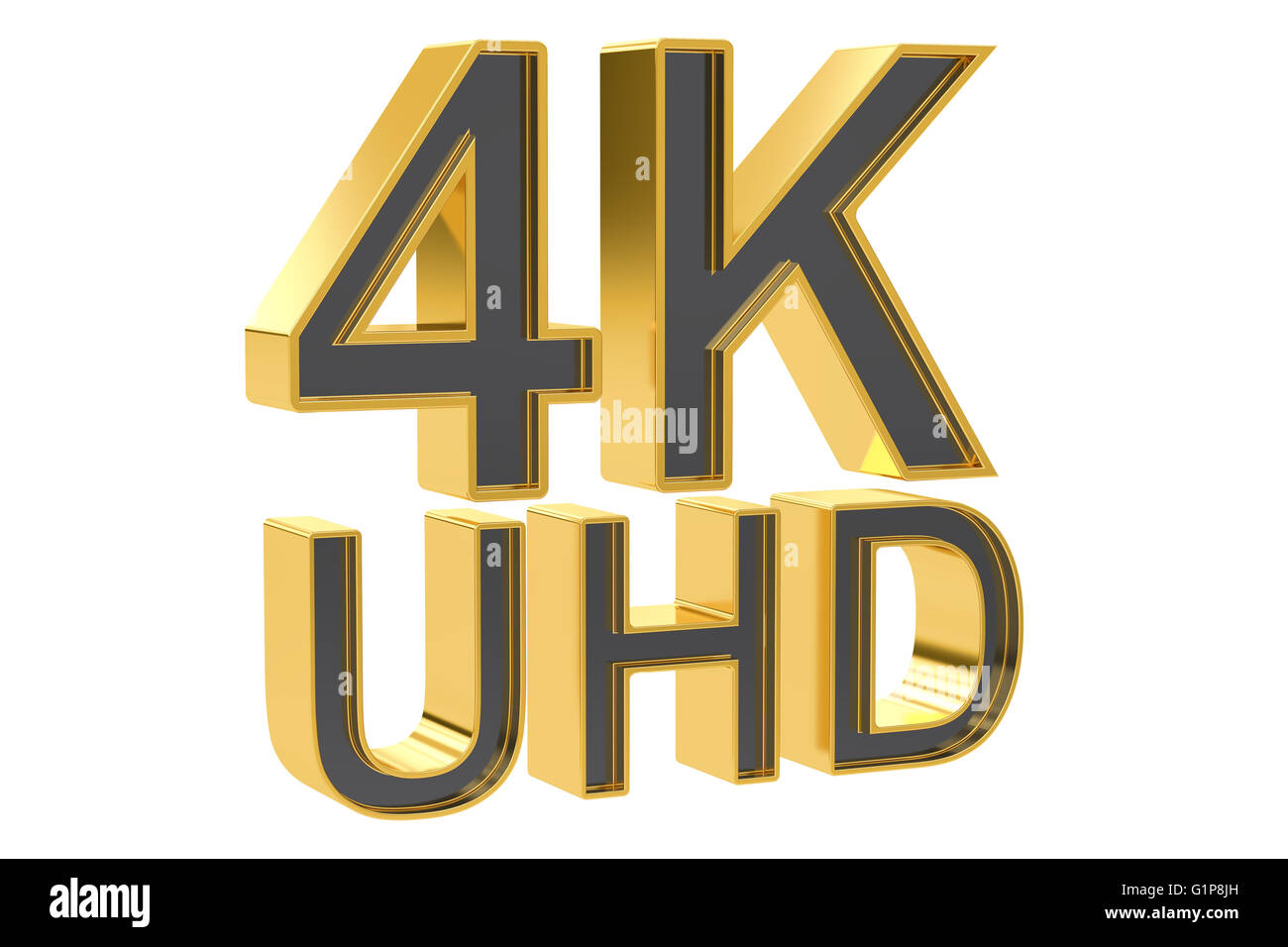 4K Ultra HD Concept, 3D rendering isolati su sfondo bianco Foto Stock