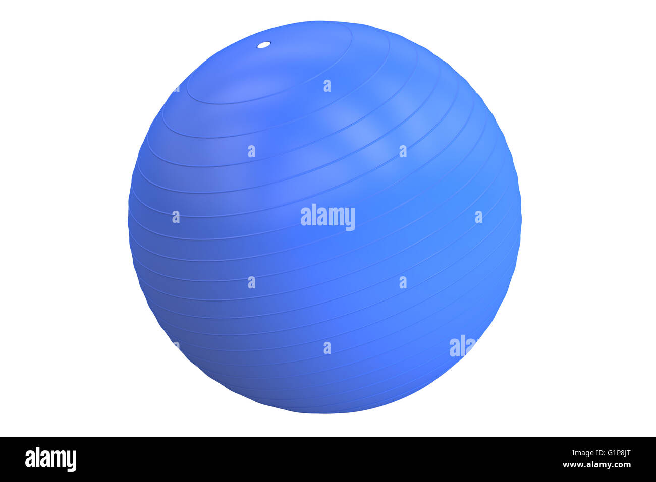 Blue Fitball, rendering 3D isolati su sfondo bianco Foto Stock