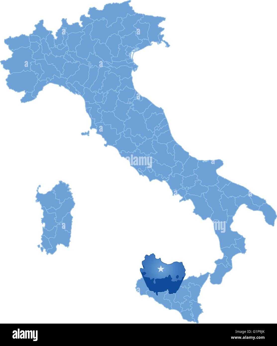 Mappa di Italia dove la provincia di Palermo è tirata fuori, isolati su sfondo bianco Illustrazione Vettoriale