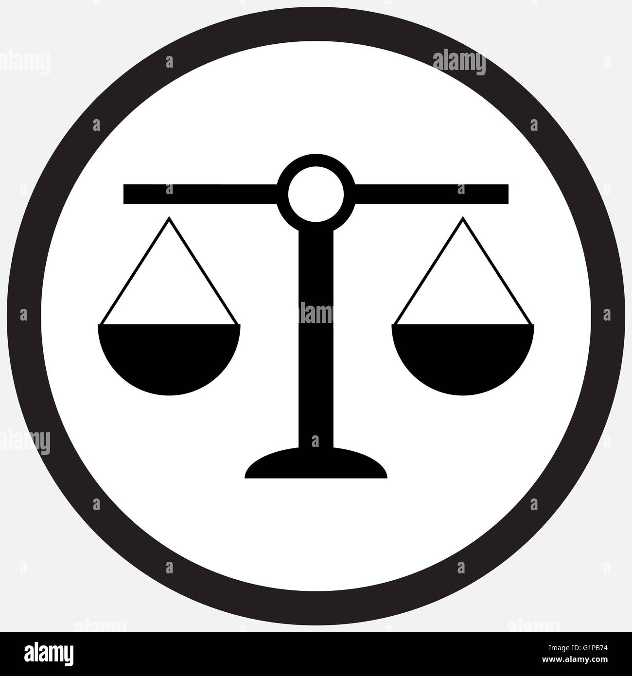 Icona di scala in bianco nero. Scala di peso e bilanciamento, bilancia  della giustizia e della bilancia, di uguaglianza e di libertà, di misura  uguale Foto stock - Alamy