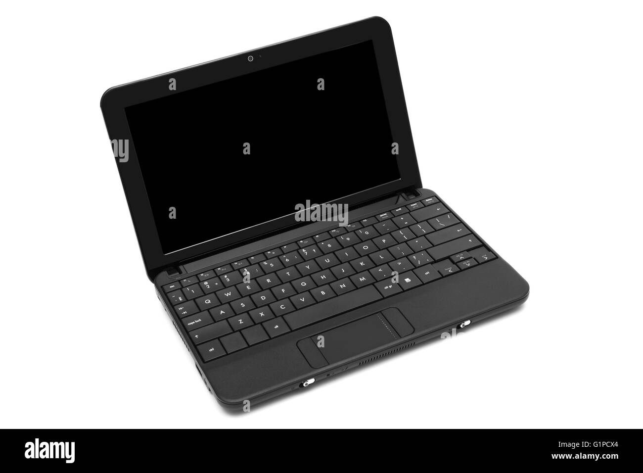 Moderno e nuovo laptop su sfondo bianco Foto Stock