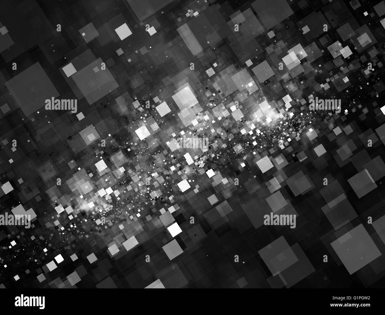 Piazze incandescente nello spazio astratto, sfondo generata da computer mappa di intensità Foto Stock
