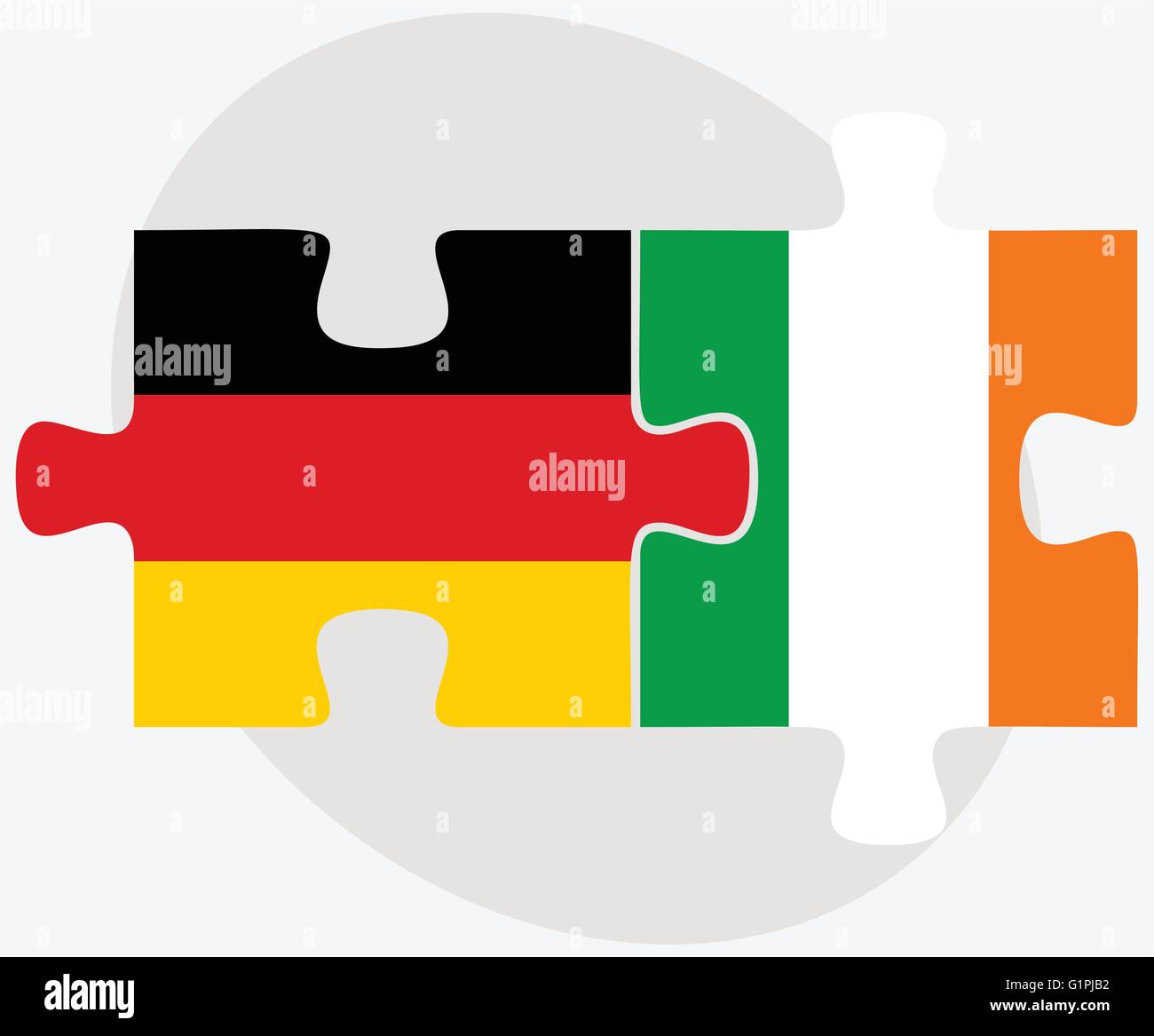 In Germania e in Irlanda le bandiere in puzzle isolati su sfondo bianco Illustrazione Vettoriale