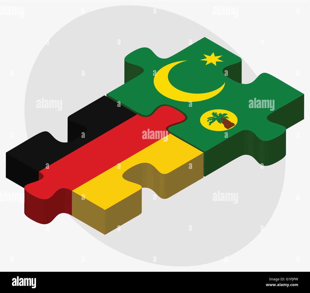 Germania e Isole Cocos bandiere nel puzzle isolati su sfondo bianco Illustrazione Vettoriale