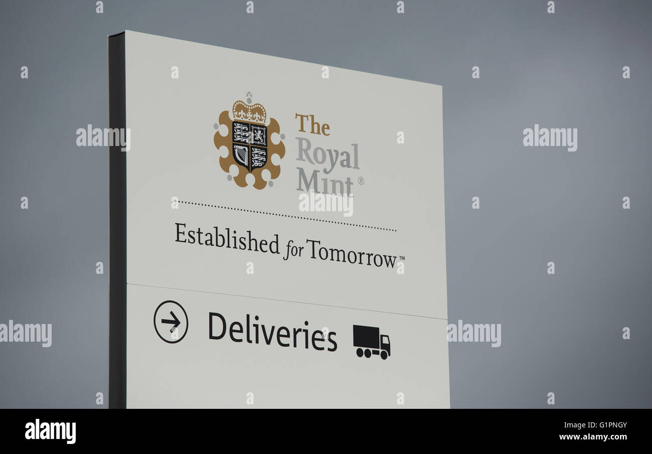 Royal Mint in Llantrisant, Pontyclun, nel Galles del Sud. Foto Stock