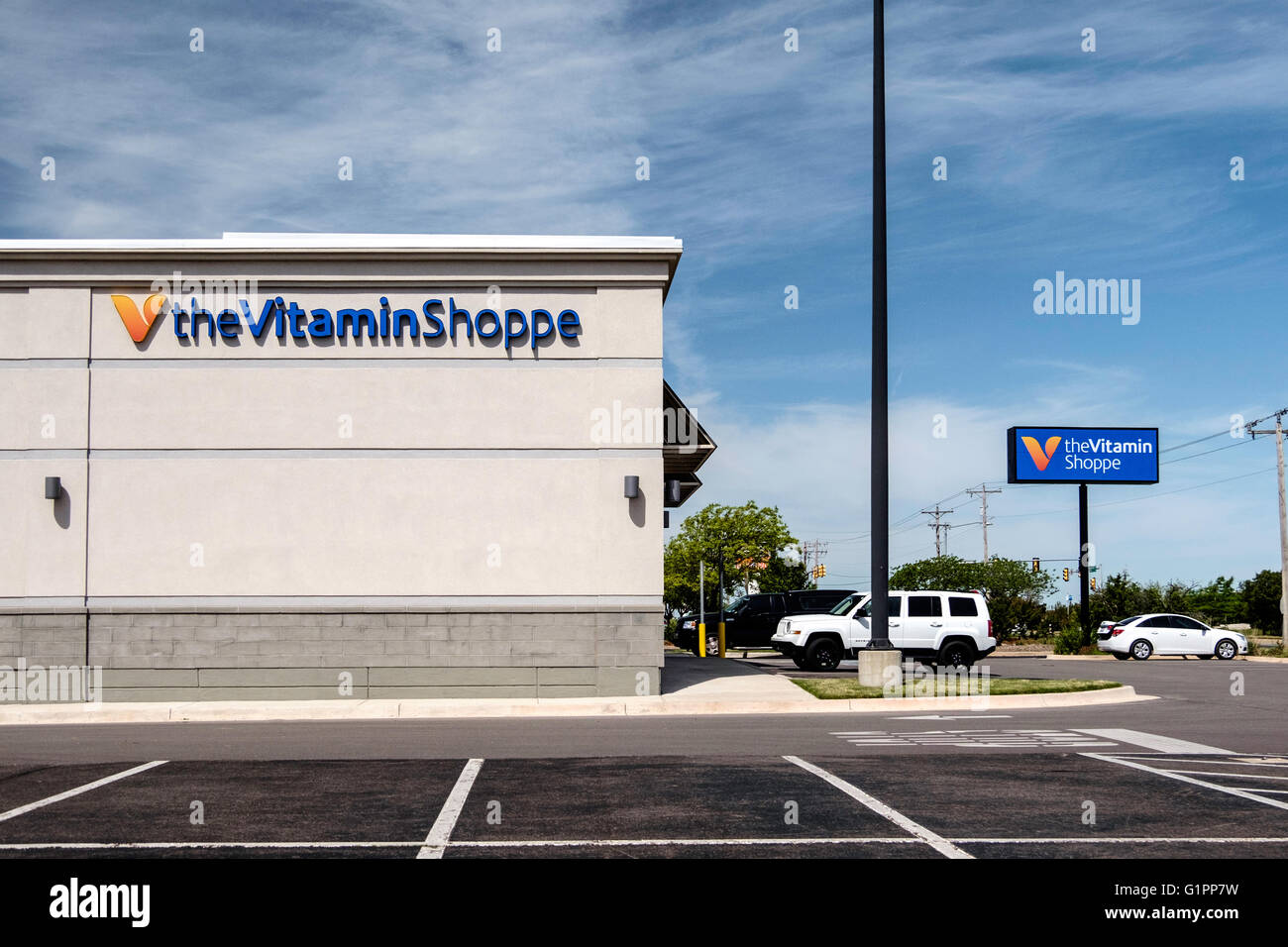 L'esterno vista laterale della vitamina Shoppe nella città di Oklahoma, Oklahoma, Stati Uniti d'America. Foto Stock