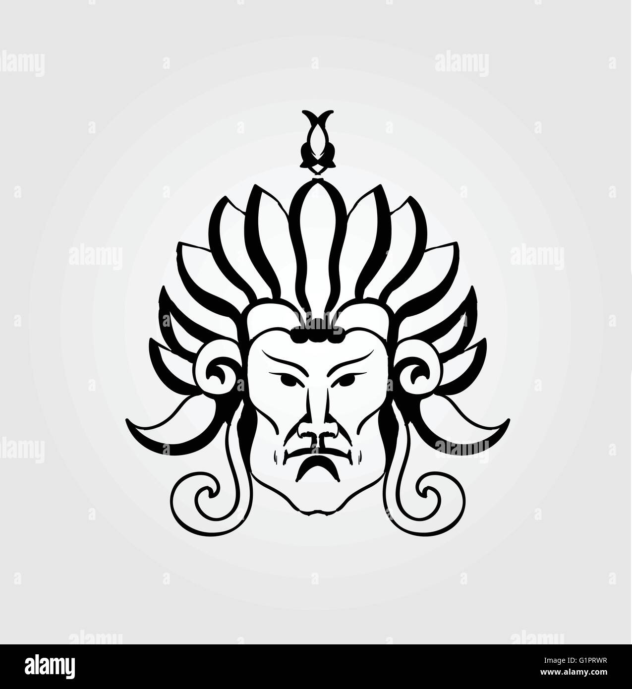 Illustrazione vettoriale di una maschera tribale Illustrazione Vettoriale