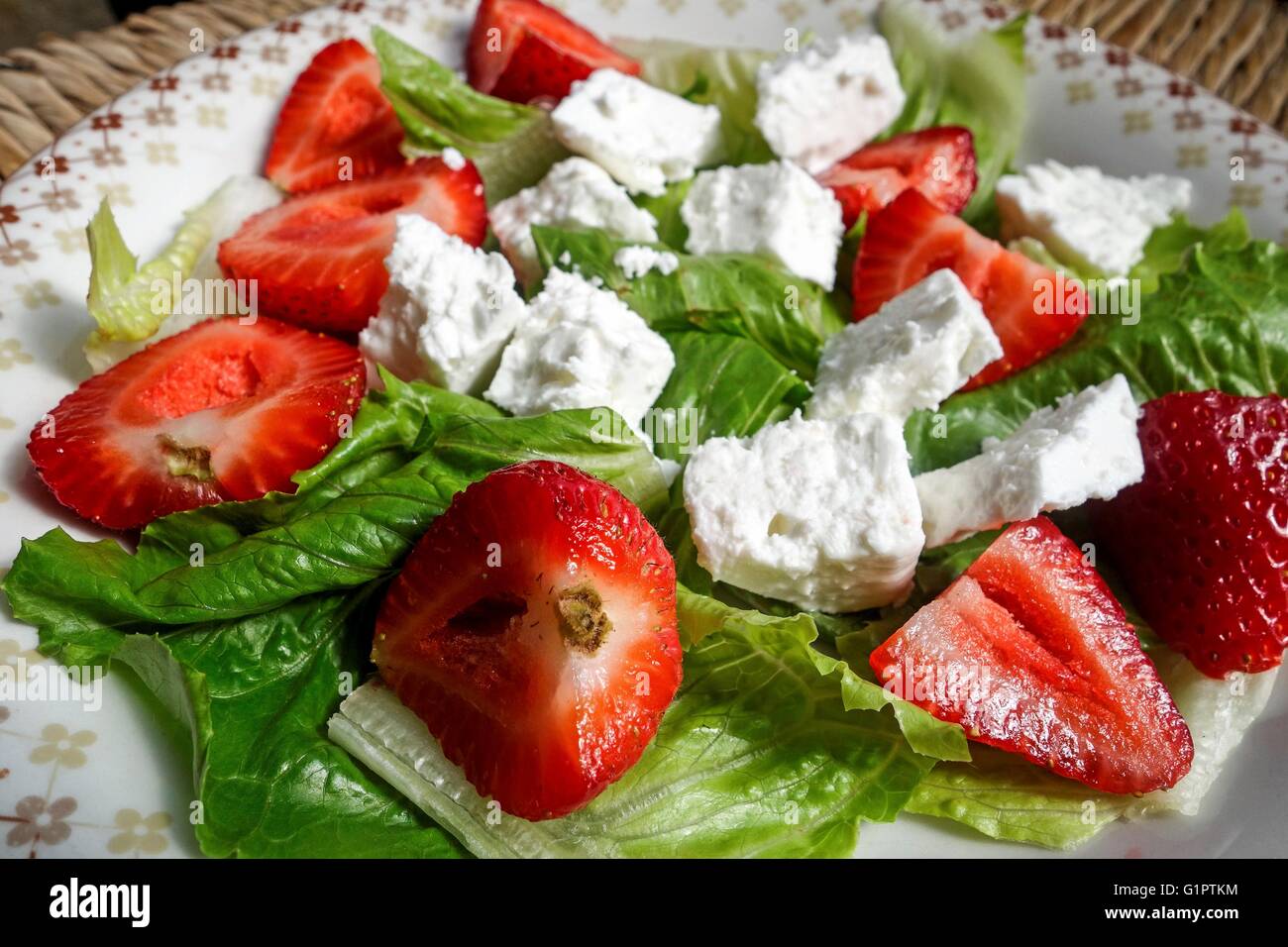 Fragole e insalata di Feta Foto Stock