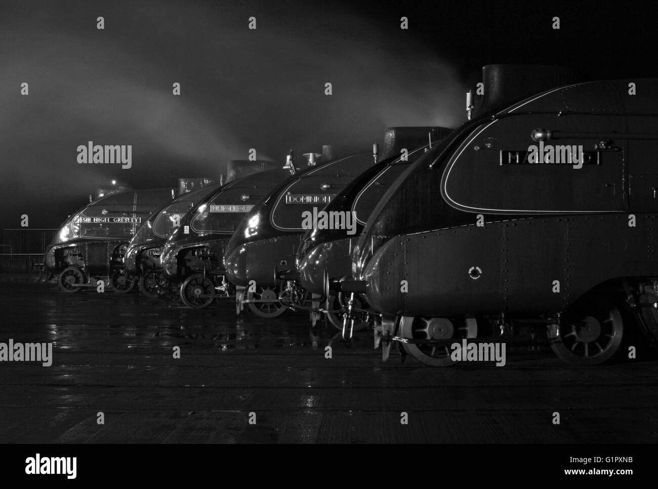 Il grande raduno di locomozione Shildon Febbraio 2014 in bianco e nero Foto Stock