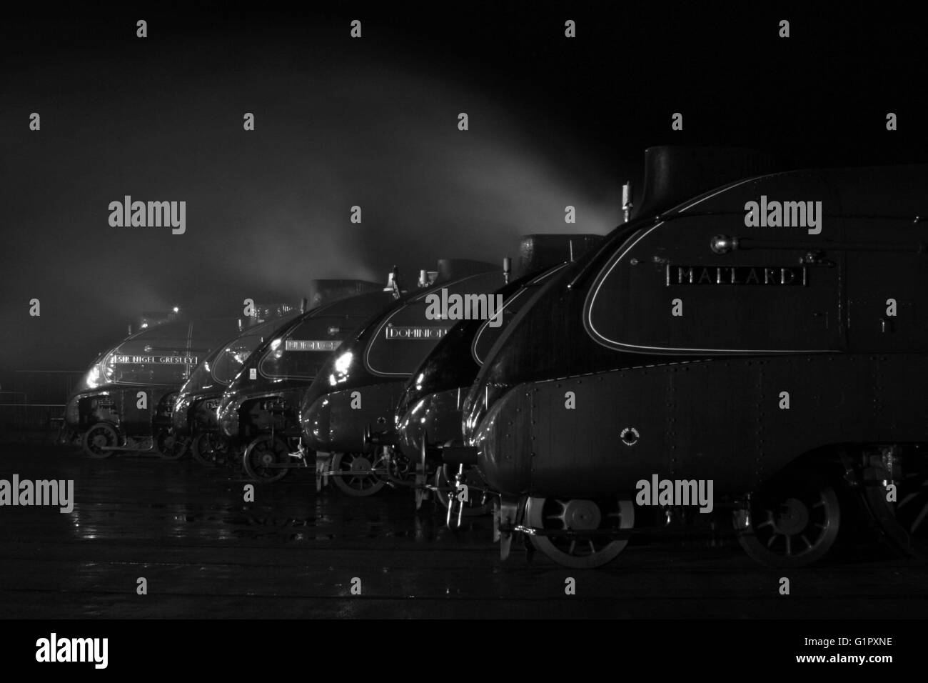 Il grande raduno di locomozione Shildon Febbraio 2014 in bianco e nero Foto Stock