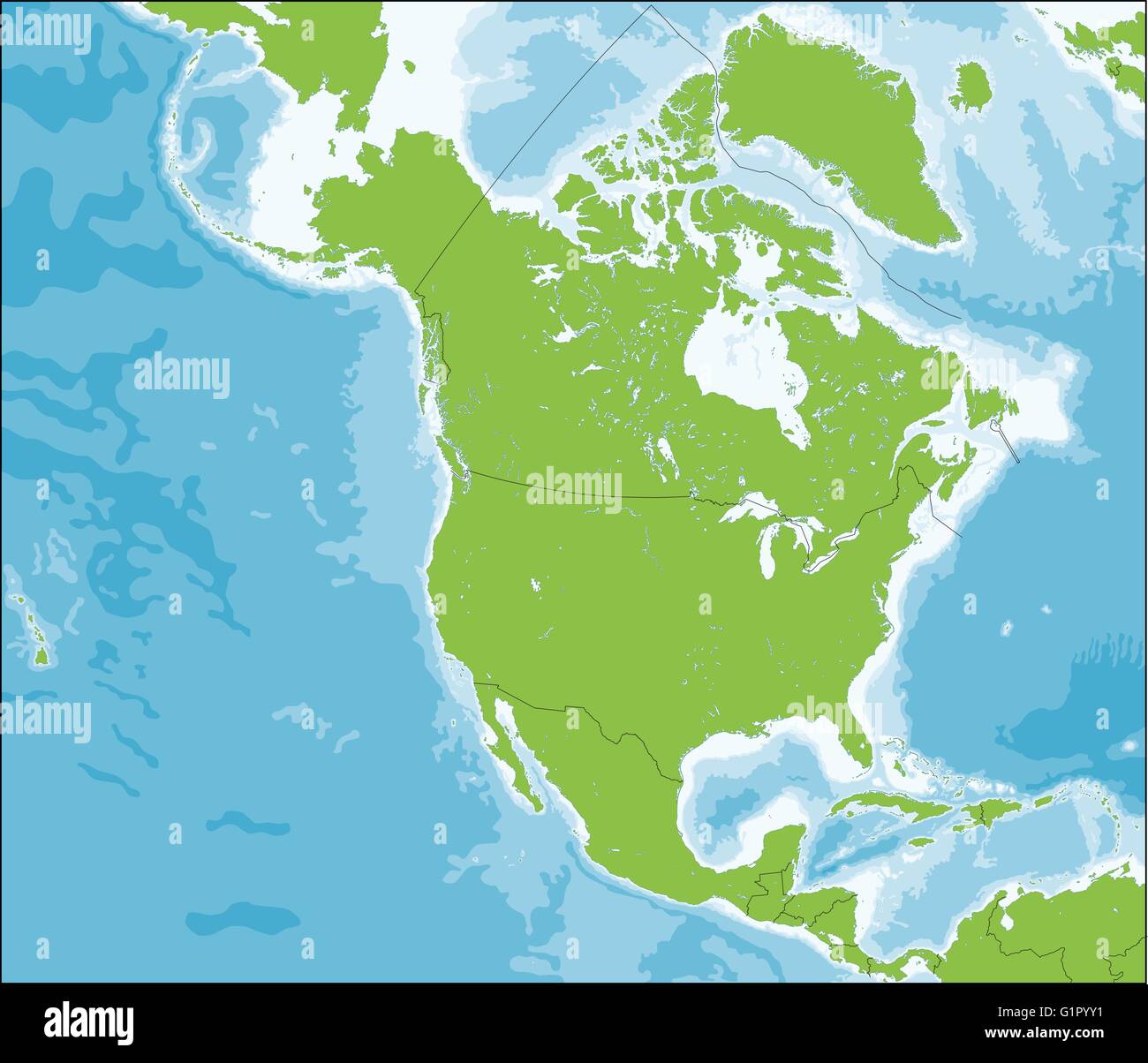 Mappa del Nord America Illustrazione Vettoriale