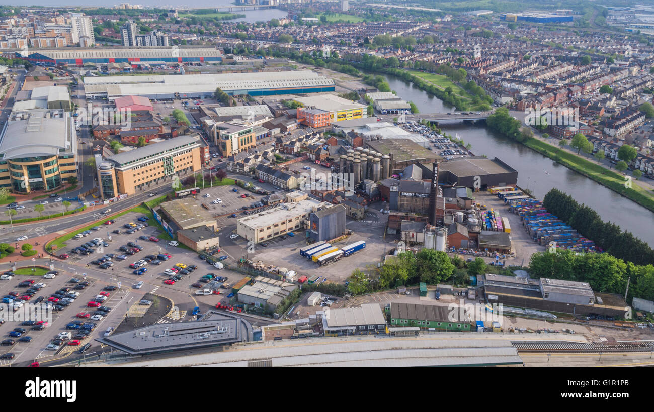 Viste aeree sulla piazza centrale di Cardiff e sul centro della città PHILLIP ROBERTS Foto Stock