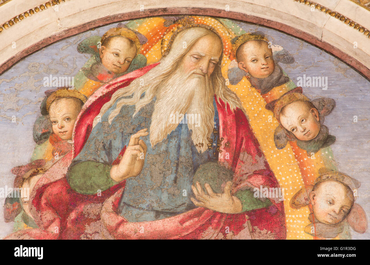Roma, Italia - 9 Marzo 2016: l'affresco del Dio Padre benedicente dall aiuto del Pinturicchio (1489 - 1491) Foto Stock