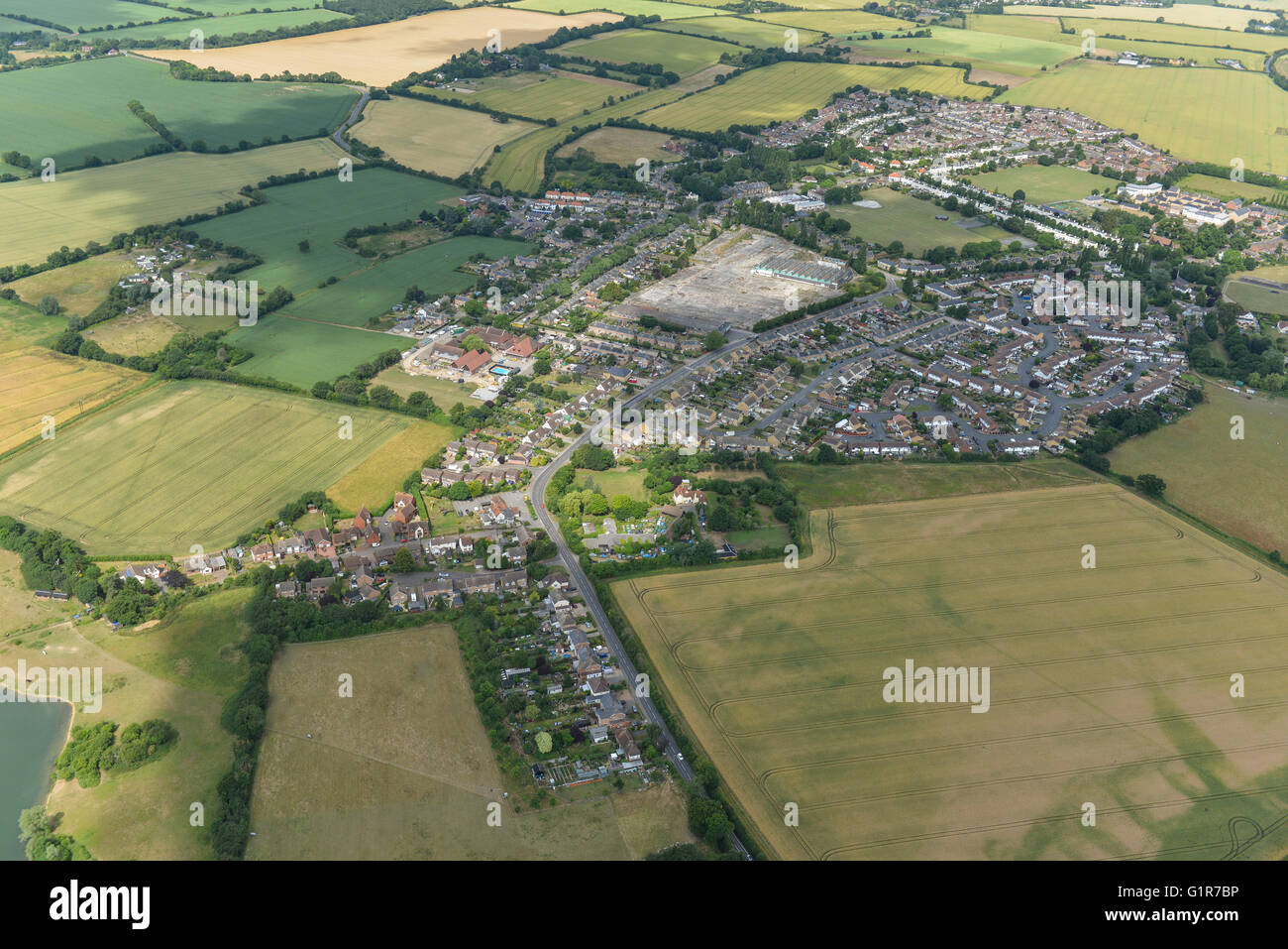 Una veduta aerea del villaggio di argento fine e la circostante campagna Essex Foto Stock