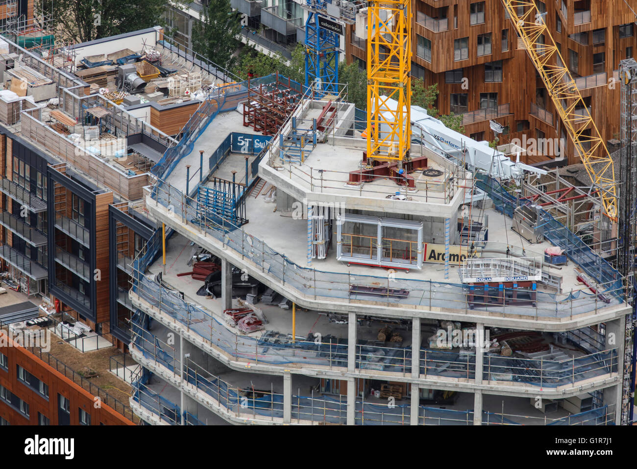 Una veduta aerea di un sito in costruzione a Londra Foto Stock