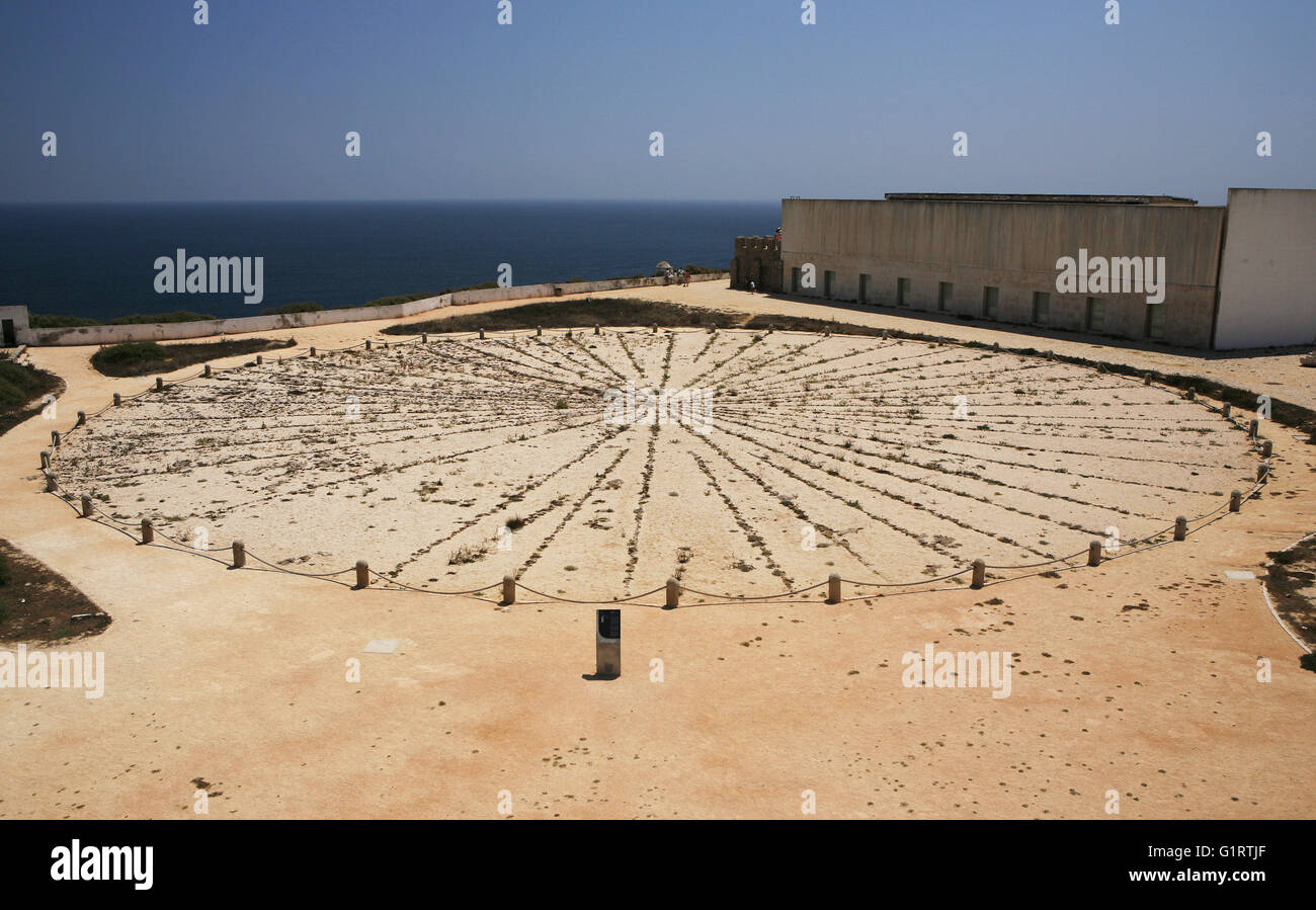 Meridiana, Fortaleza de Sagres Algarve Foto Stock