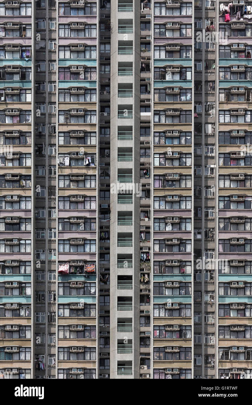 Alto edificio residenziale Tin Wai Città Nuova Shue, alloggi sociali, Yuen Long District, Nuovi Territori di Hong Kong, Cina Foto Stock