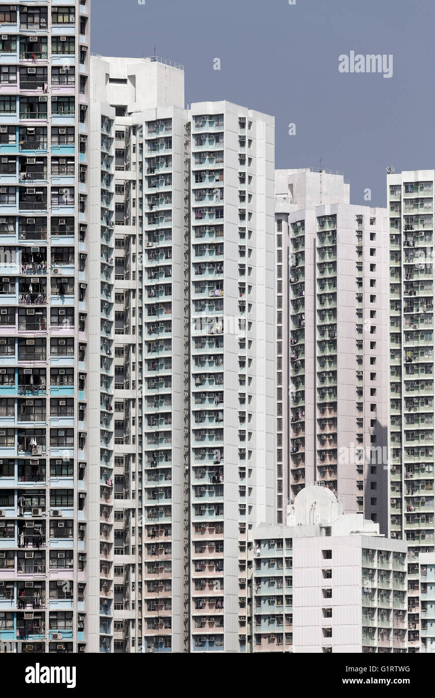 Alto edificio residenziale Tin Wai Città Nuova Shue, alloggi sociali, Yuen Long District, Nuovi Territori di Hong Kong, Cina Foto Stock