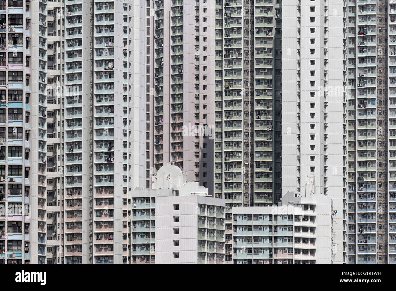 Alto edificio residenziale Tin Wai Città Nuova Shue, alloggi sociali, Yuen Long District, Nuovi Territori di Hong Kong, Cina Foto Stock