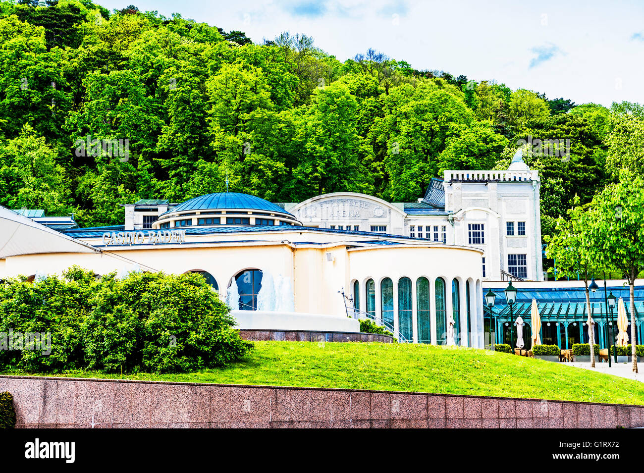 Kurpark und Spielcasino in Baden bei Wien; Casinò di Baden vicino a Vienna Foto Stock