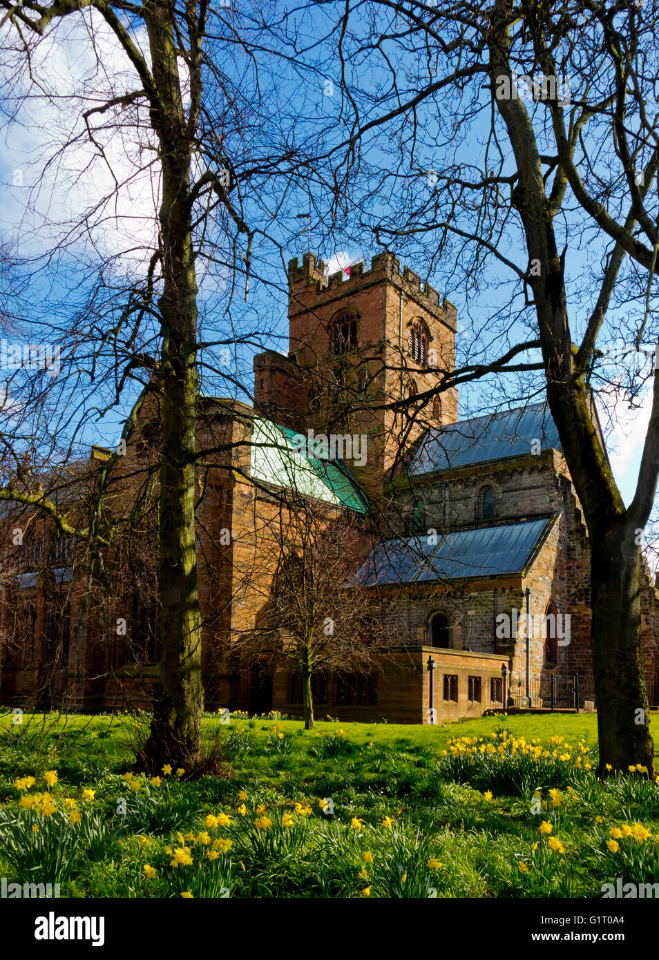 Chiesa Cattedrale della Santa e indivisa Trinità o Cattedrale di Carlisle costruito intorno al 1122 in Carlisle Cumbria Inghilterra REGNO UNITO Foto Stock