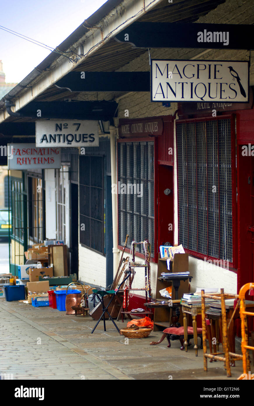Negozi di antiquariato sulla Shambles, Malton Foto Stock