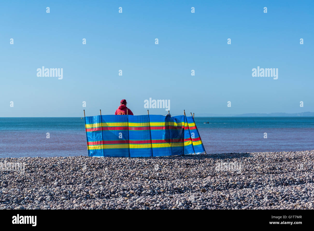 Interruttore di vento, Budleigh Salterton beach, East Devon, Inghilterra, Regno Unito Foto Stock