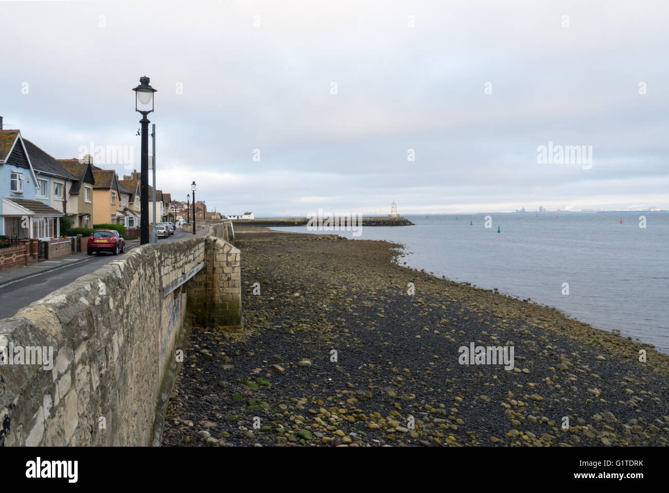 Hartlepool Headland Beach & Cinta muraria Foto Stock