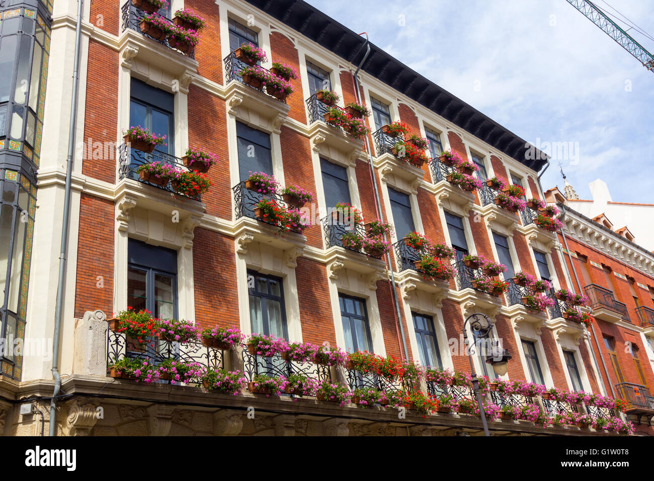 Vecchio edificio nella città di Leon in Spagna Foto Stock