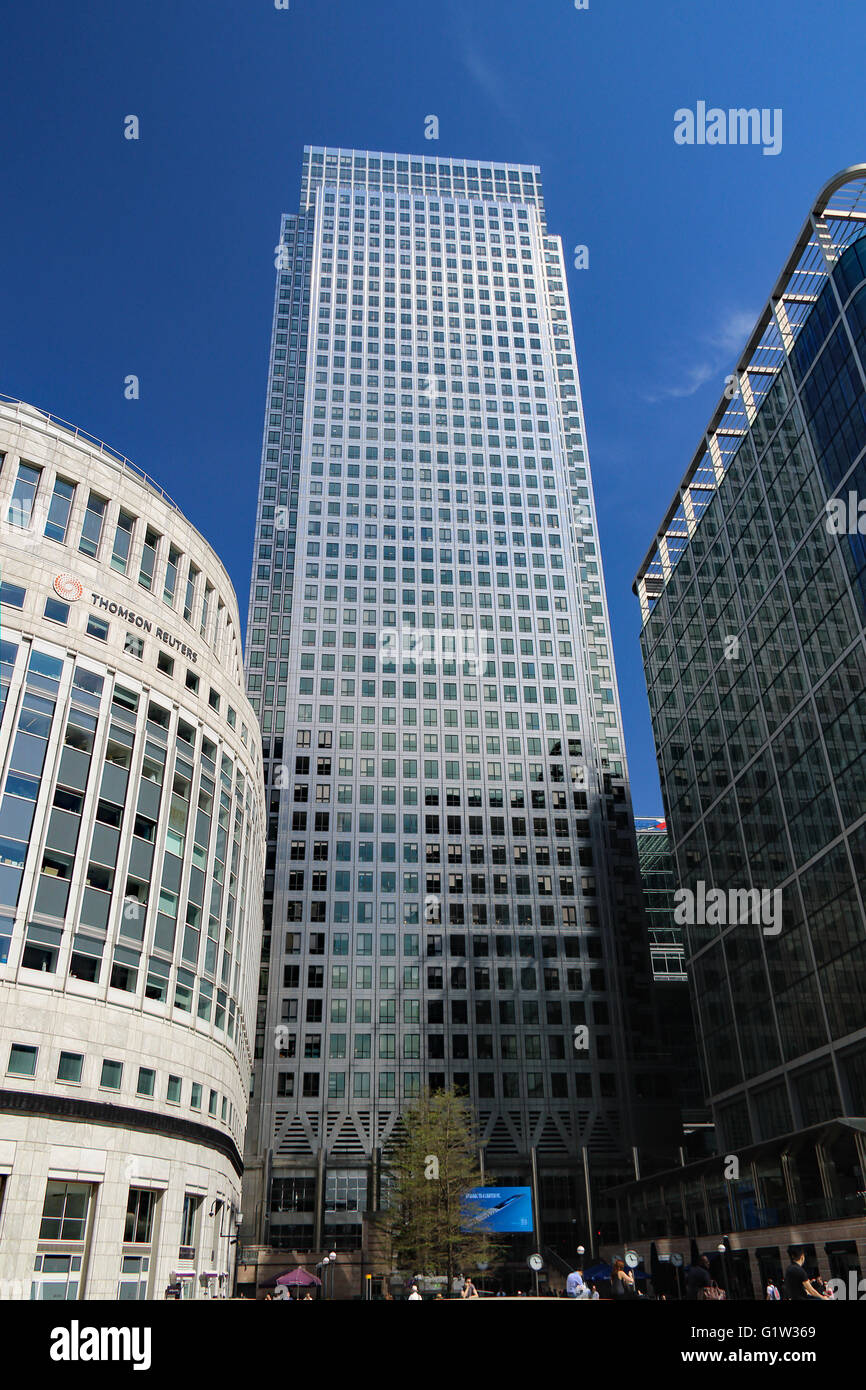 Londra Inghilterra Thomson Reuters Canary Wharf uffici skyline di Londra Foto Stock