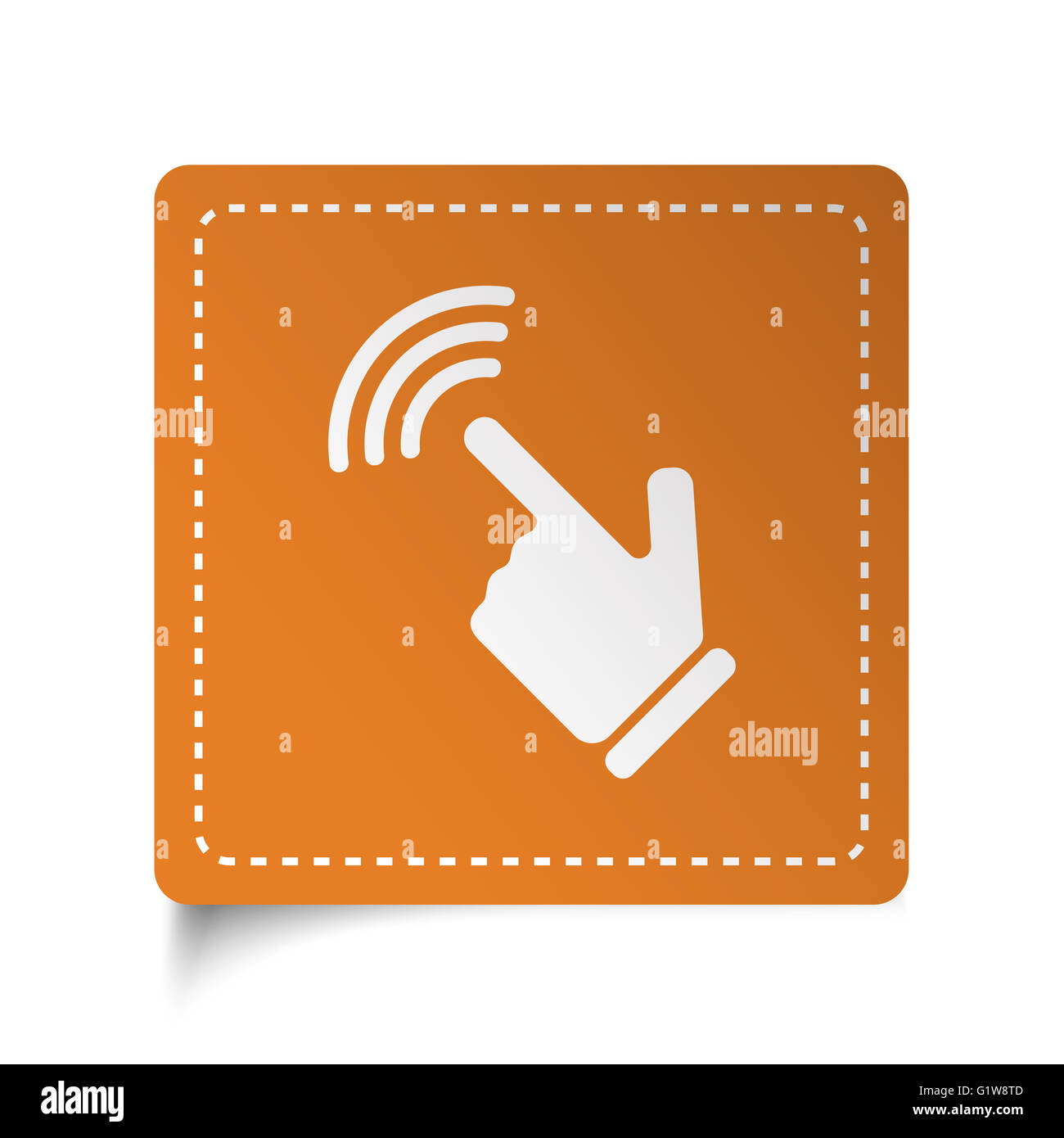 White flat Touch Screen icona su adesivo arancione Foto Stock