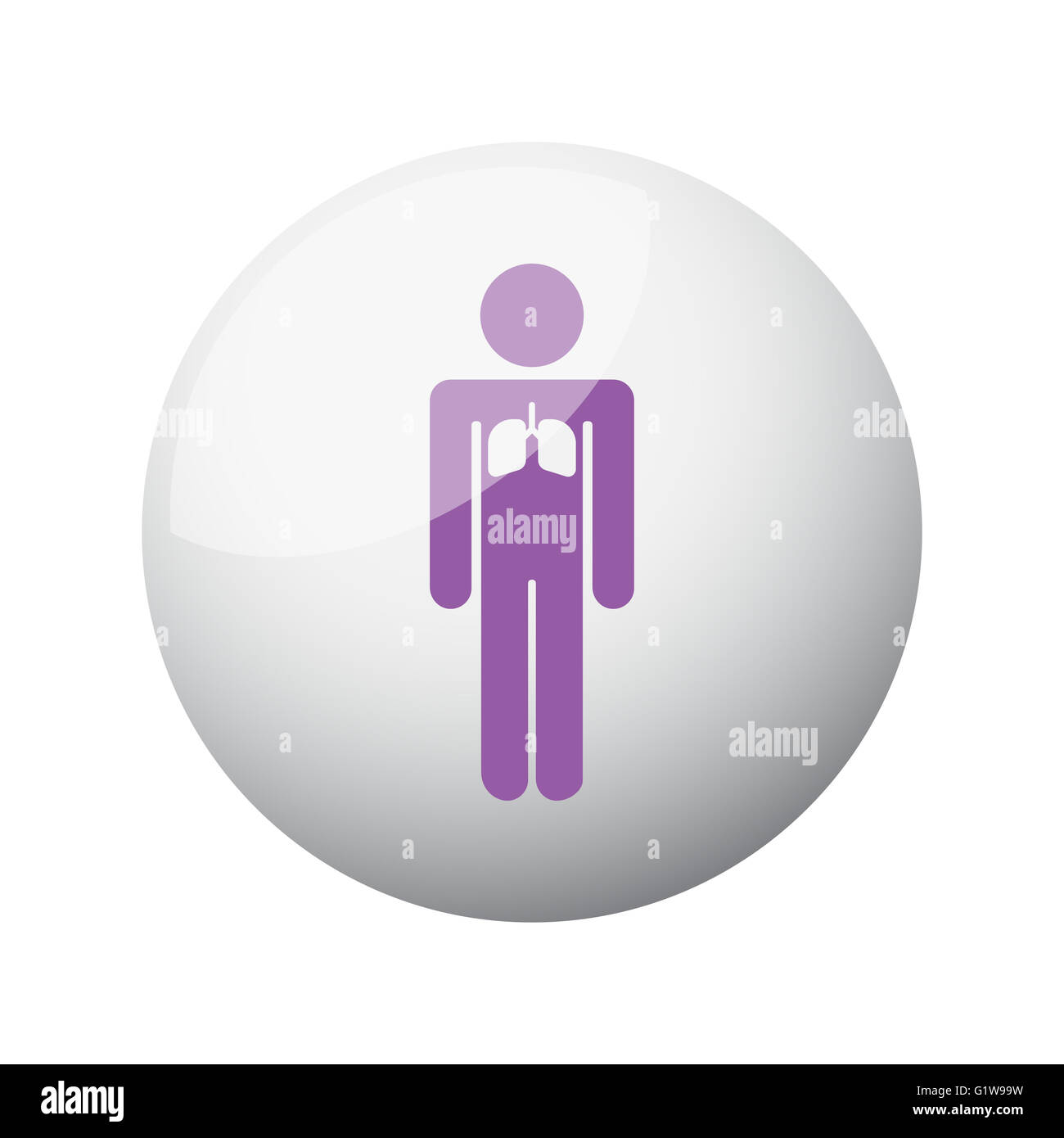 Appartamento Viola polmoni icona sul 3d sfera Foto Stock