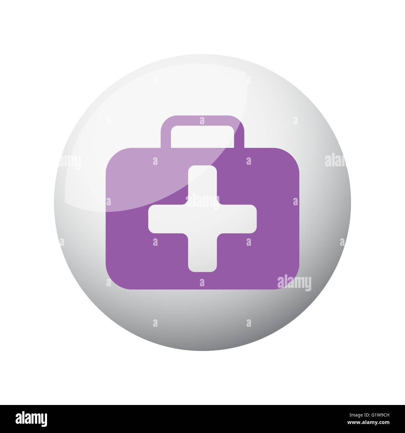 Appartamento Viola Kit Primo Soccorso icona sul 3d sfera Foto Stock