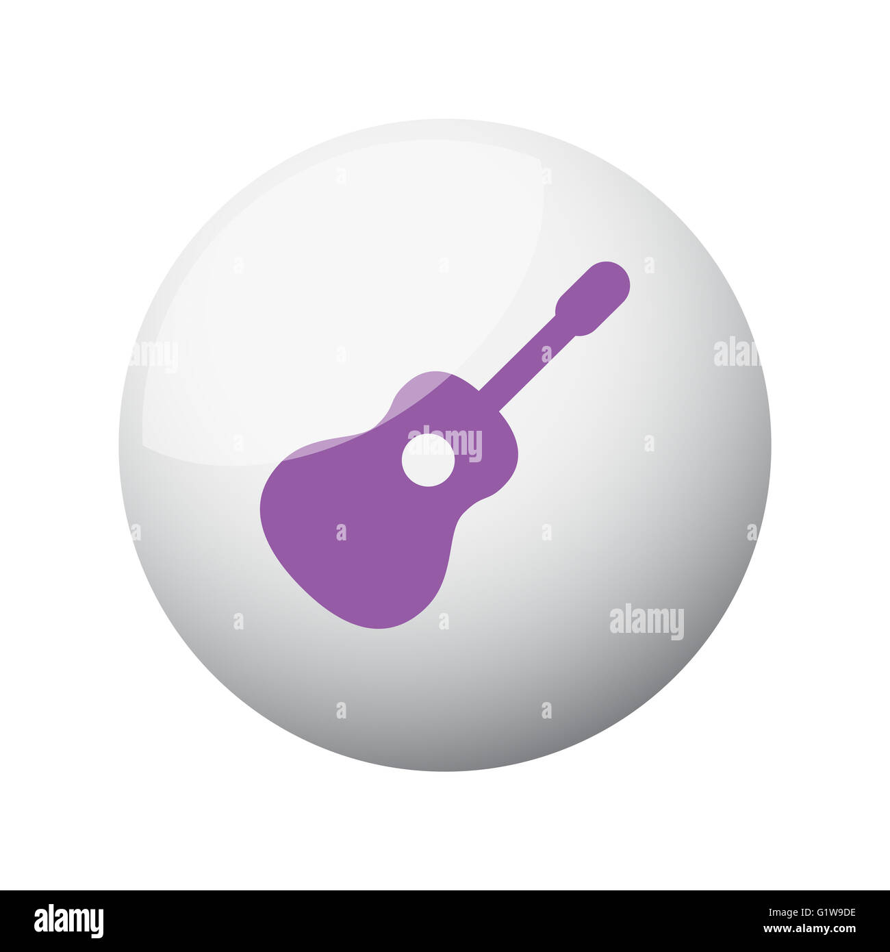 Appartamento Viola icona a forma di chitarra su 3d sfera Foto Stock