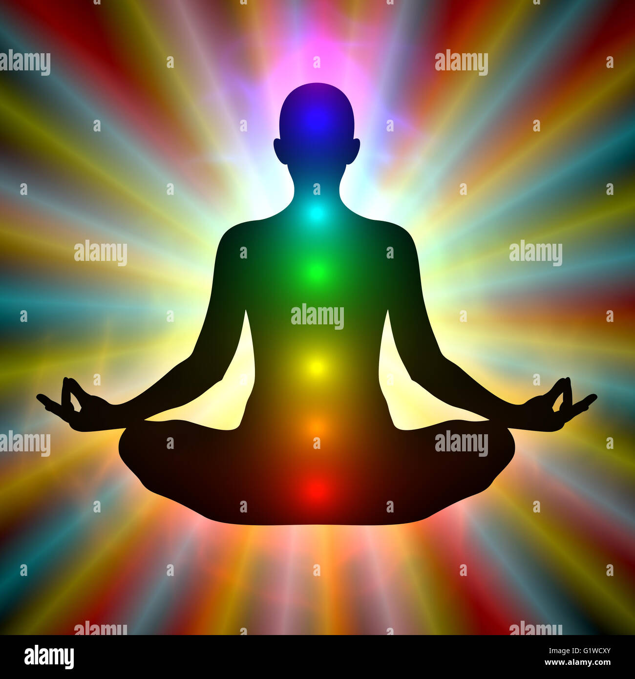 Illustrazione della donna nella meditazione su sfondo colorato Foto stock -  Alamy