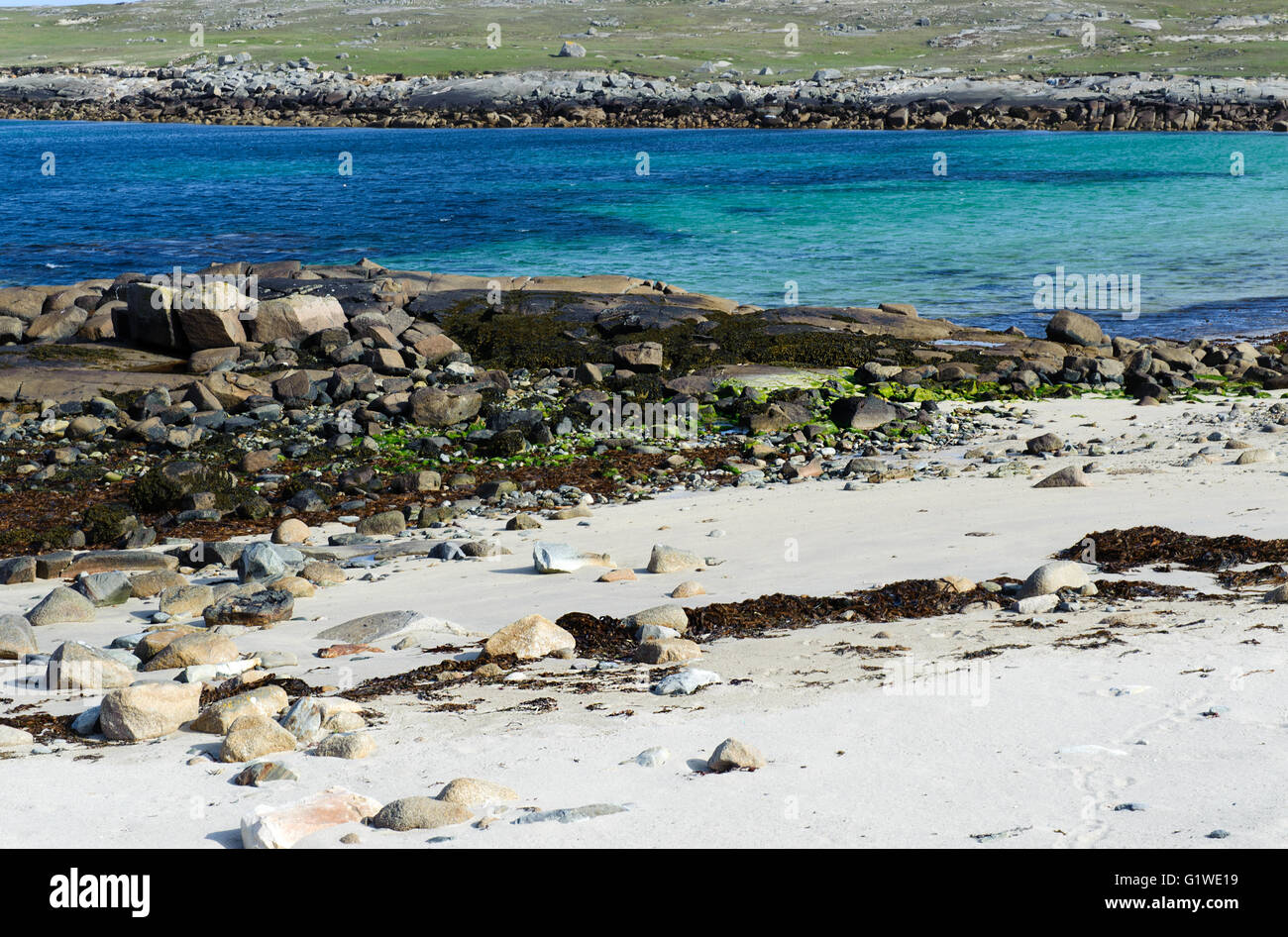 Sulla spiaggia di Isola Omey ,Connemara, nella contea di Galway, Irlanda Foto Stock