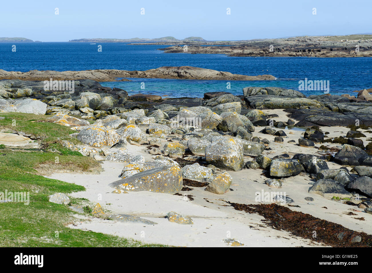 Sulla spiaggia di Isola Omey ,Connemara, nella contea di Galway, Irlanda Foto Stock