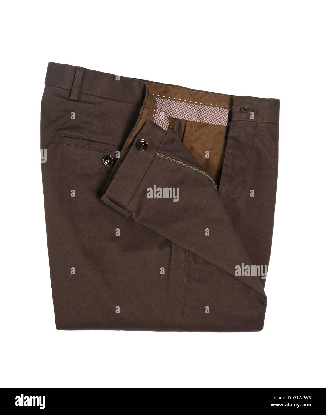 Brown uomini i pantaloni casual isolati su sfondo bianco Foto Stock
