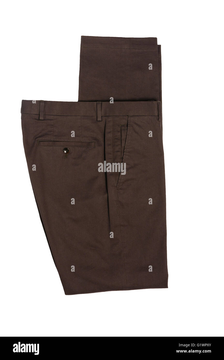 Brown uomini i pantaloni casual isolati su sfondo bianco Foto Stock
