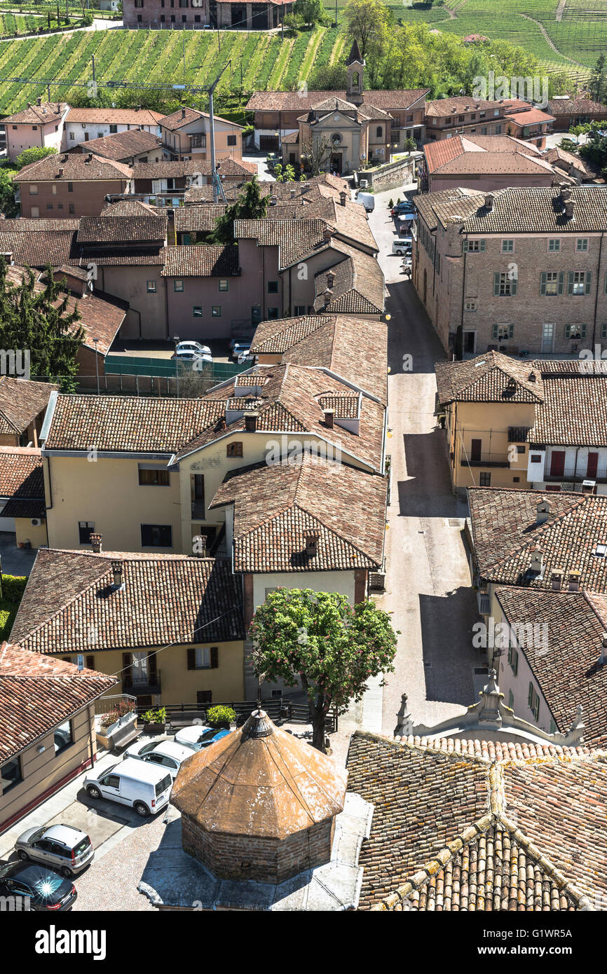 Vista aerea del Barbaresco, Italia Foto Stock